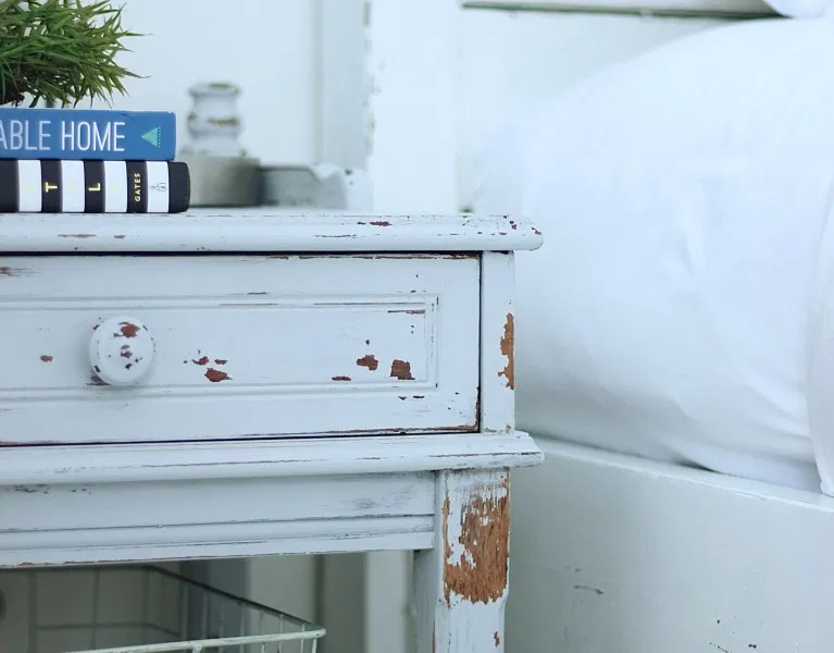 Chippy Blue Side Tables With Milk Paint